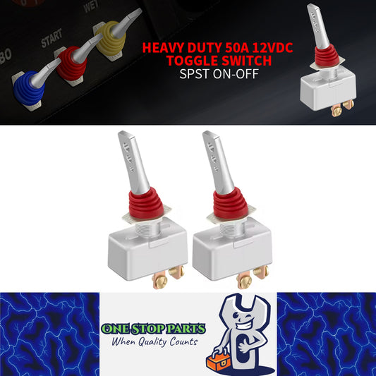 2 x Waterproof Toggle Switch 50 Amp 12V Heavy Duty Aluminum ON/OFF with Cover