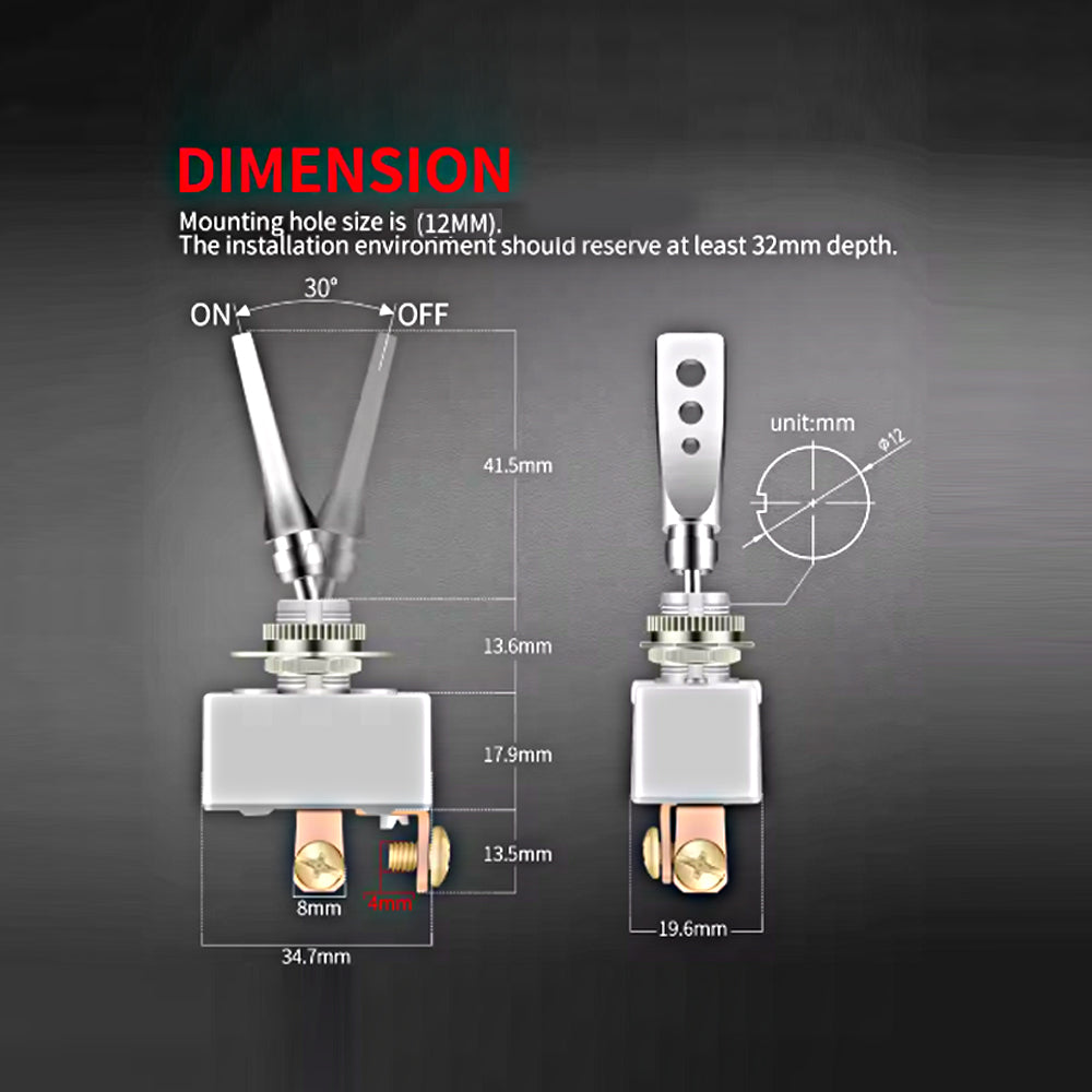 1 x Waterproof Toggle Switch 50 Amp 12V Heavy Duty Aluminum ON/OFF with Cover