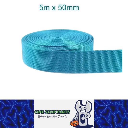 5m x 50mm SkyBlue Nylon Webbing Strap Safety Belt Knapsack Bag Leash DIY Craft