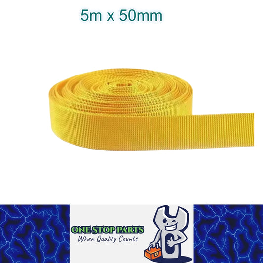 5m x 50mm Yellow Nylon Webbing Strap Safety Belt Knapsack Bag Leash DIY Craft