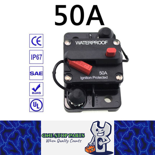 12v 50A Circuit Breaker Manual Reset Water Proof Ideal for 4wd Caravan Boat