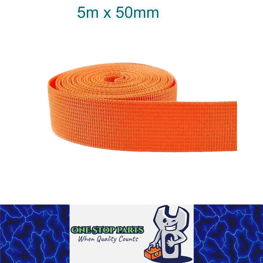 5m x 50mm Orange Nylon Webbing Strap Safety Belt Knapsack Bag Leash DIY Craft