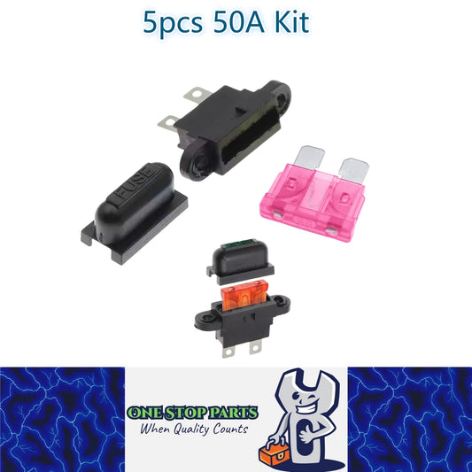 5 x 50A weatherproof standard inline fuse holder with mount tabs 5pcs 50Amp
