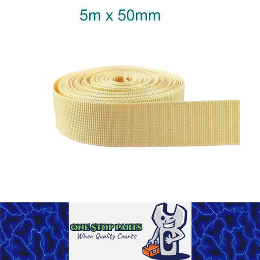 5m x 50mm Beige Nylon Webbing Strap Safety Belt Knapsack Bag Leash DIY Crafting