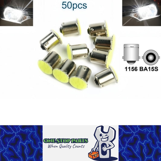 50 x Cool White BA15S 1156 12V COB Style Cool White Flat Face LEDs (50pcs)