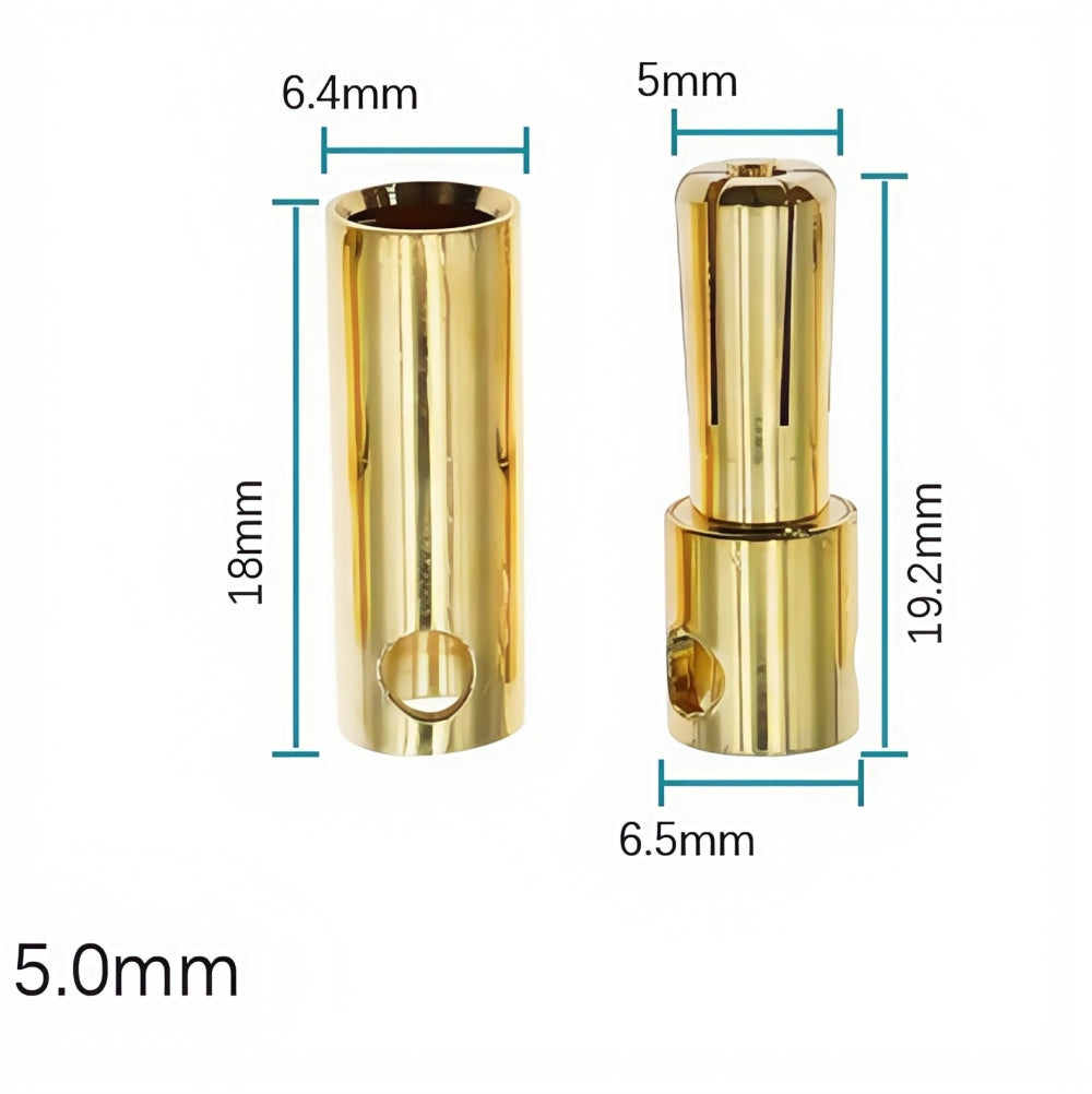 1 Pair 5mm Bullet Connectors Banana Plugs Male Female for RC Battery ESC Motor