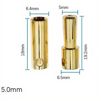 1 Pair 5mm Bullet Connectors Banana Plugs Male Female for RC Battery ESC Motor