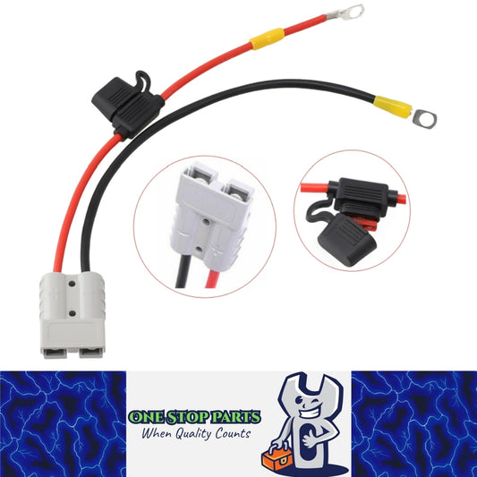 1 x 50amp 1M Anderson Style Plugs With Eye Terminals and inline Fuse