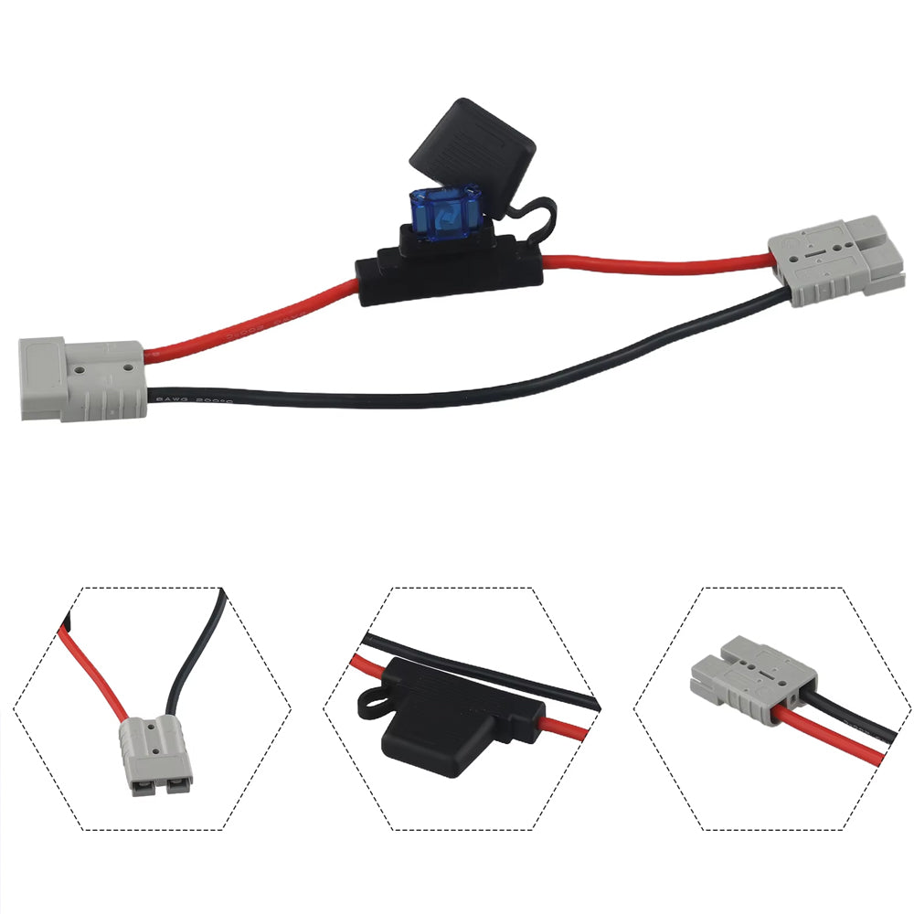50Amp Anderson Plug to Anderson Plug with Inline Fuse 30cm Long Adaptor