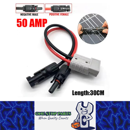 30cm 50A Anderson Plug To Solar Panel Cable Y Adaptor Connector Splitter Cable