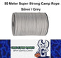 50m Silver / Grey 550lb Military 9 core Paracord Rope 4mm Outdoor Camping Rope
