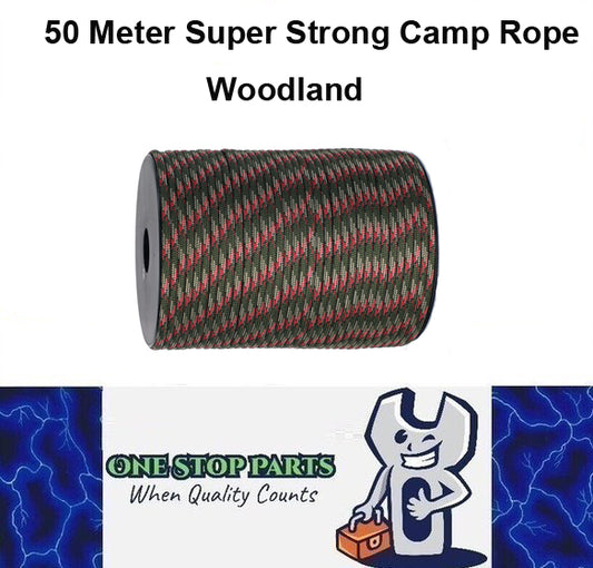 50m Woodland 550lb Military 9 core Paracord Rope 4mm Outdoor Camping Rope