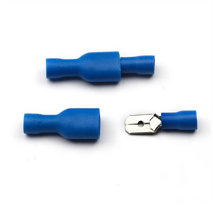 50 Pairs 16-14AWG Insulated Male Female Spade Bullet Crimp Terminals Blue