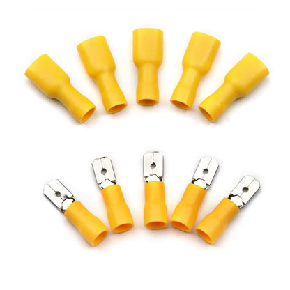 50 Pairs 12-10AWG Insulated Male Female Spade Bullet Crimp Terminals Yellow