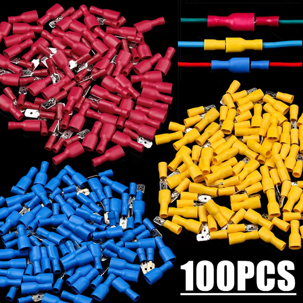 50 Pairs Mix Insulated Male Female Spade Bullet Crimp Terminals Connectors