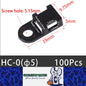 100 X Black Cable tie Mounts Plastic 5.1mm screw or pop rivet base for cable tie