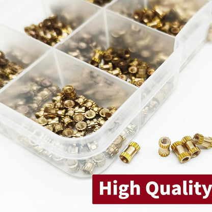 520pcs Brass Threaded Inserts Kit M2 M2.5 M3 Knurled Heat-Set Nuts for 3D Print