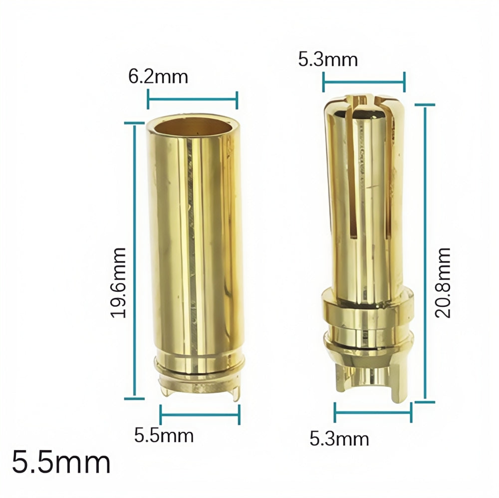 1 Pair 5.5mm Bullet Connectors Banana Plugs Male Female for RC Battery ESC Motor