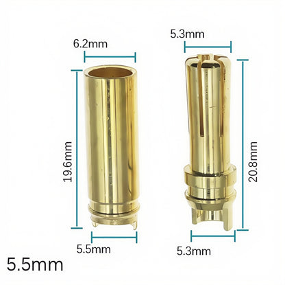 1 Pair 5.5mm Bullet Connectors Banana Plugs Male Female for RC Battery ESC Motor