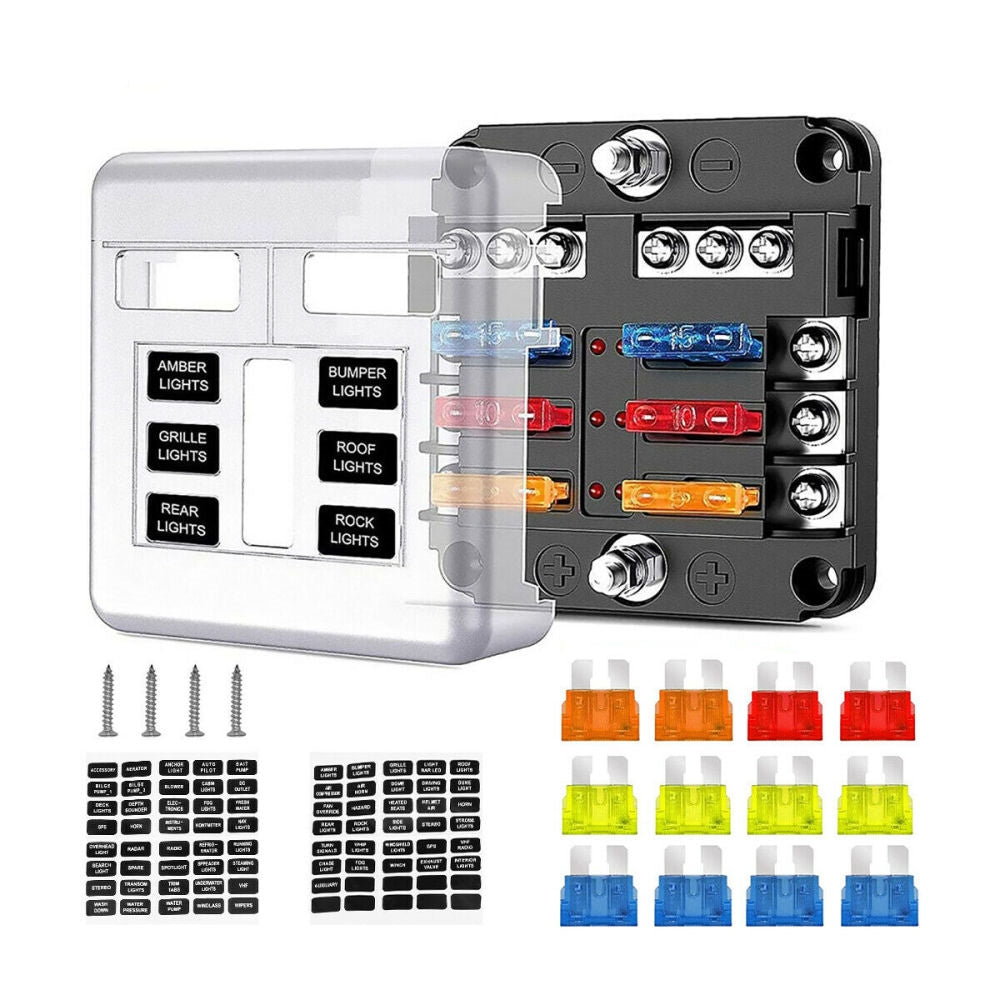12V Dual Battery Kit LED Voltage Sense Relay Isolator Fuse box Terminal Switch