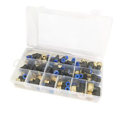 56pcs Air Pneumatic Bend Fittings PL Series Trachea Elbow Connectors PL4 to PL12