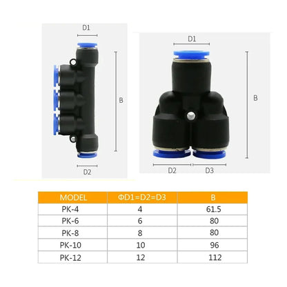 58pcs 8mm Air Pneumatic Connectors Fittings Kit with PU/PG/PE/PY/PV PP Plugs