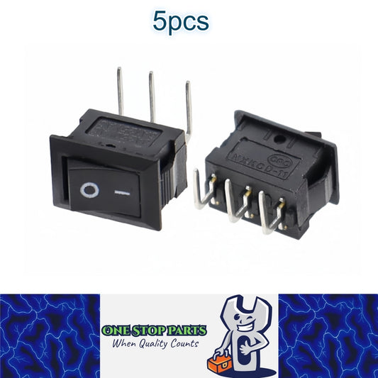 5 x Black Rocker Switches 10x15mm ON/OFF 3 Pin L Type SPST Panel Mini Switches