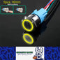 5 x Yellow LED 16mm Metal Push Button Switch 12-24V PreWired Self-Locking Switch
