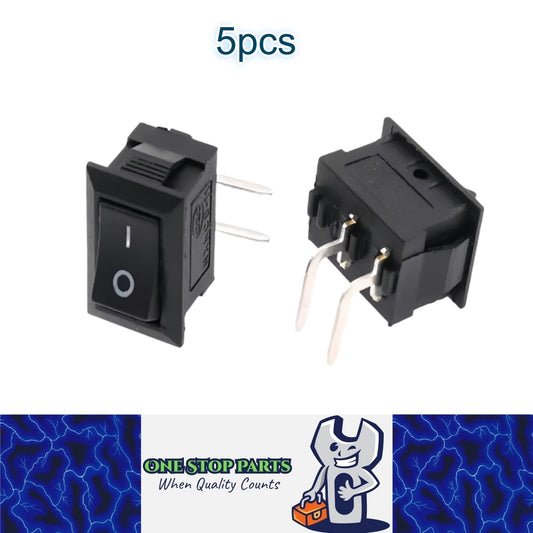 5 x Black Rocker Switches 10x15mm ON/OFF 2 Pin L Type SPST Panel Mini Switches