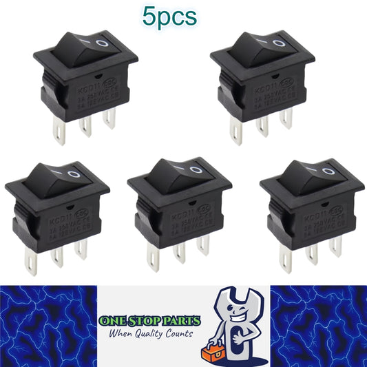 5 x Black Rocker Switches 10x15mm ON/OFF 3 Pin SPST Panel Mini Rocker Switches