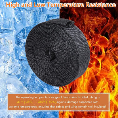 3M x 25mm 2:1 Black Heat Shrink Braided Sleeve Shrink 25mm to 12.5mm Sleeve