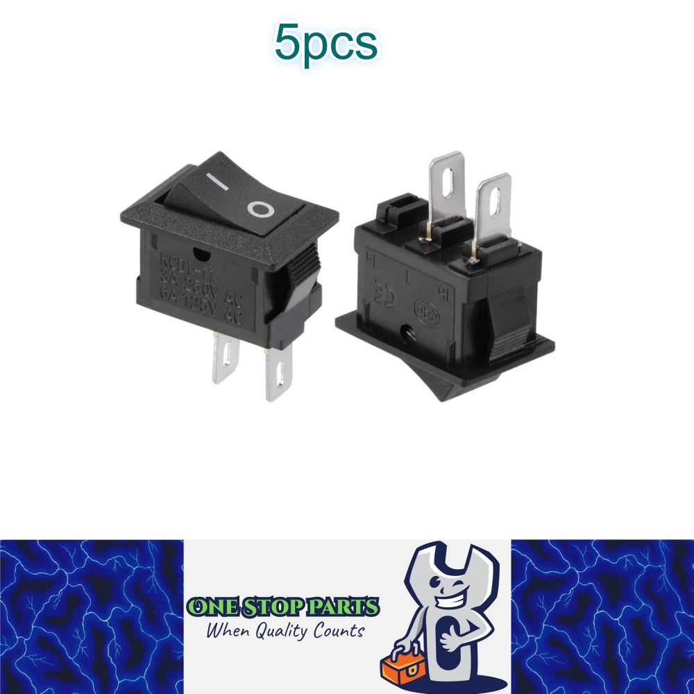 5 x Black Rocker Switches 10x15mm ON/OFF 2 Pin SPST Panel Mount Switch ...