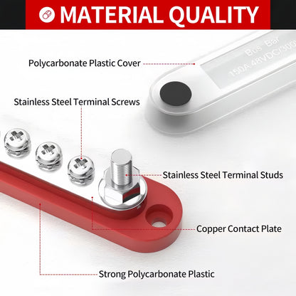 M6 Bus Bar 12V-48V 150A Power Distribution Block 2xM6 Posts Studs 5xM4 Terminals