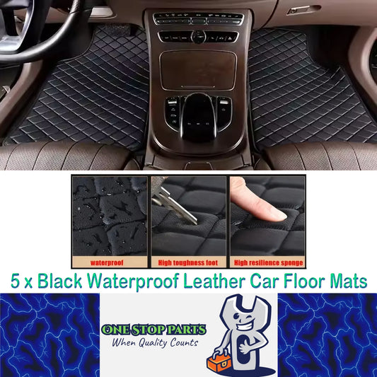 5 x Black Waterproof Leather Car Floor Mats Universal Auto Foot Pad Protector