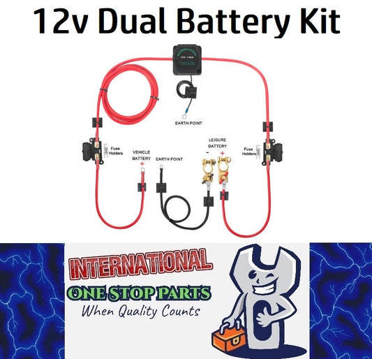 12v Dual Battery Kit Voltage Sense Relay Isolator, Fuses, Terminals (5 Meter)