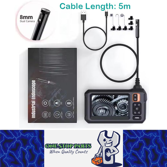 5m Dual Lens Endoscope Inspection Camera 8mm IP67 HD1080P with 4.3" IPS Screen