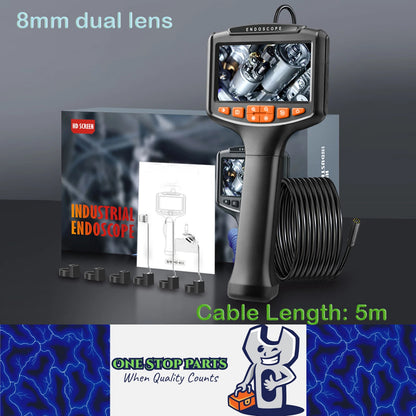 5m Dual Lens Endoscope Inspection Camera IP67 HD1080P with 4.3" IPS Screen