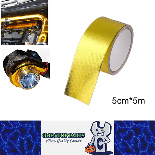 5m Gold Exhaust Heat Wrap Tape Turbo Shield Roll for Car Motorcycle Engine