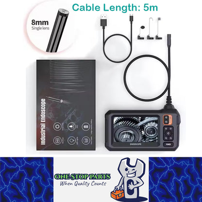 5m Industrial Endoscope Inspection Camera 8mm IP67 HD1080P with 4.3" IPS Screen