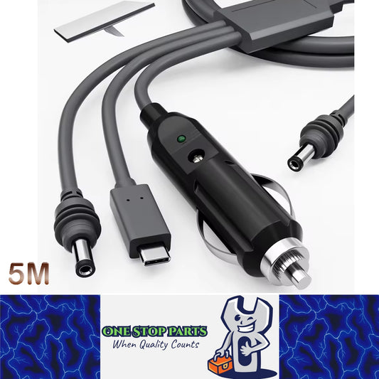 5M Starlink Mini 3-in-1 DC Power Cable to USB C Cigarette Lighter Plug & DC Male