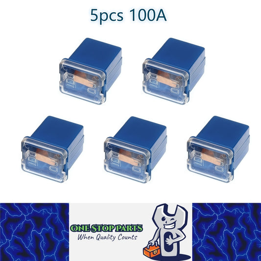 5 x 100Amp Blue Mini Slow Blow Fuse Block 10mmx12mm x 16mm High 100A Fuse (5pcs)