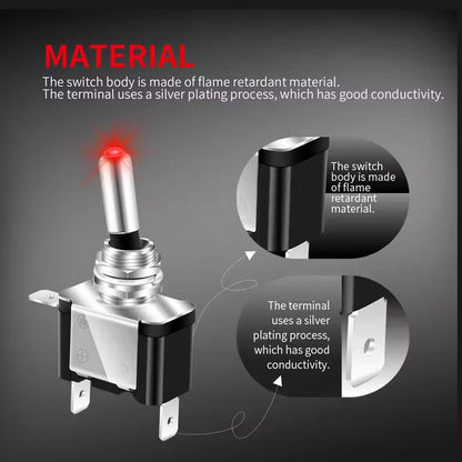 5pcs 12V LED Toggle Switch 20A 3Pin SPST ON/OFF with Aircraft Safety Flip Cover