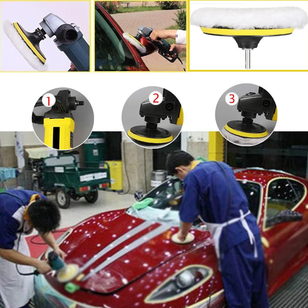 5pcs 178mm Wool Buffing Pads Kit for Drill w/ M14 Adapter Car Polishing Waxing