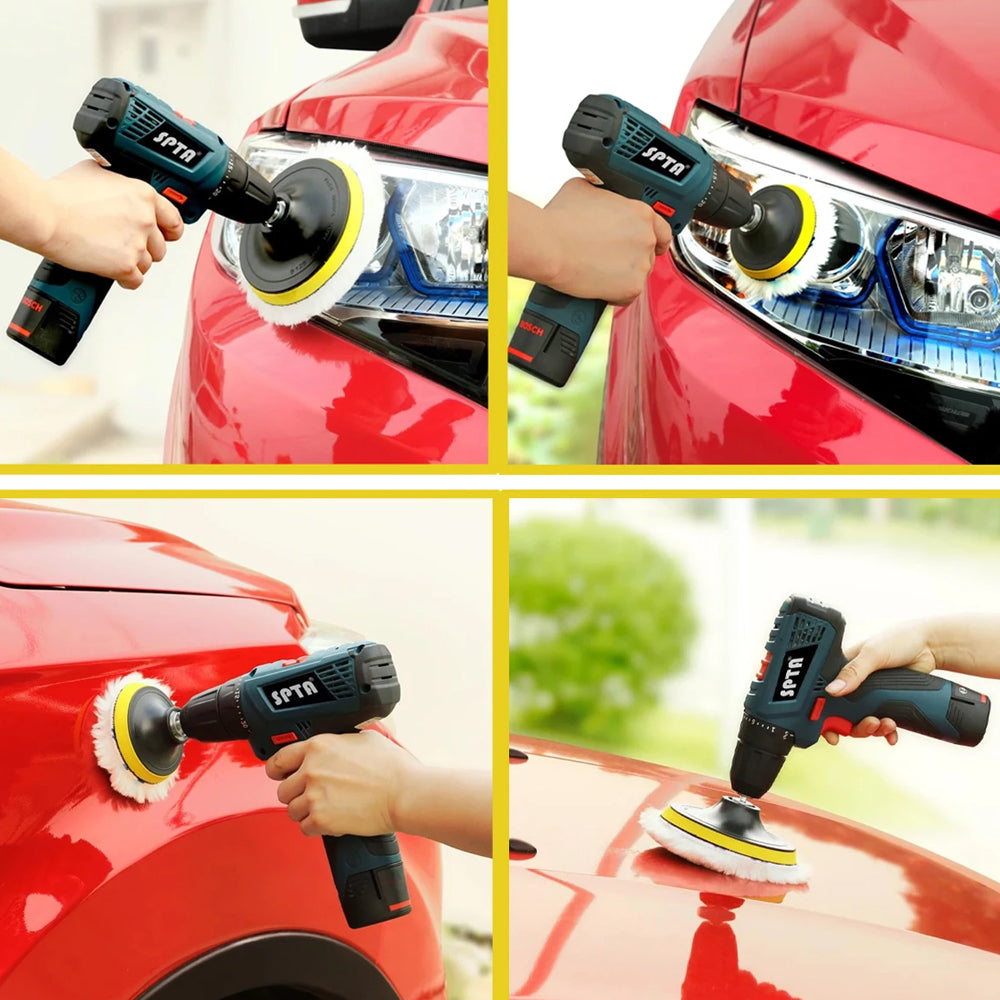 5pcs 178mm Wool Buffing Pads Kit for Drill w/ M14 Adapter Car Polishing Waxing