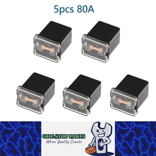 5 x 80Amp Black Mini Slow Blow Fuse Block 10mmx12mm x 16mm High 80A Fuse (5pcs)