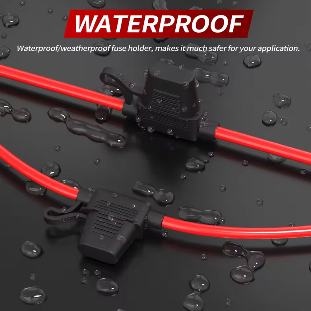 5 x Standard Blade inline Fuse Holders with Waterproof Cap 18AWG Wire & 40A Fuse