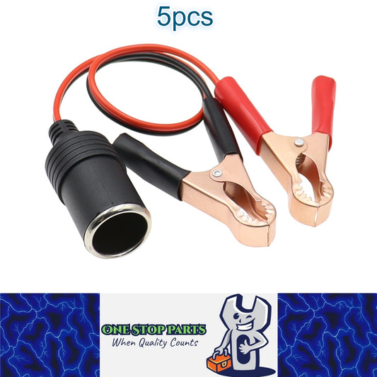 5 Female Car Cigarette Lighter Socket with 50A Battery Alligator Clip 30CM Cable