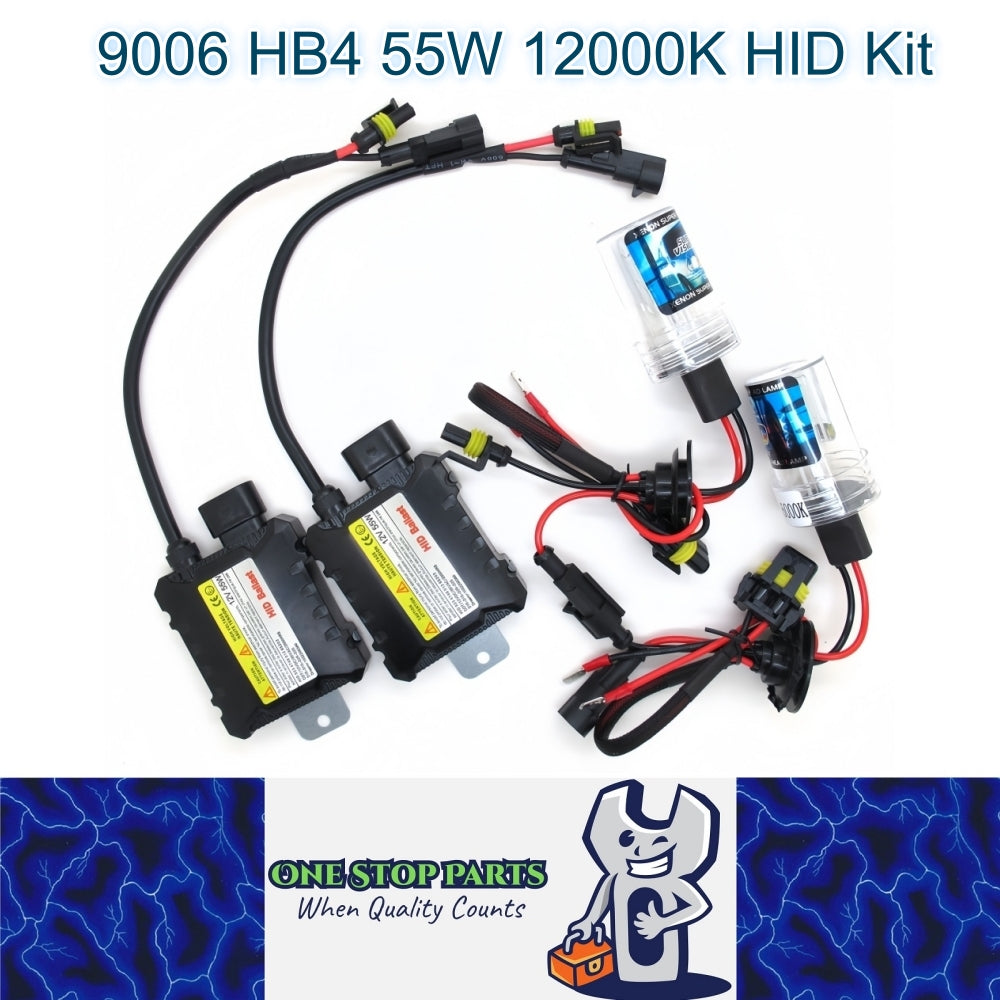 9006 55w 12000k HID Kit 2 x 55w HID Slim Ballasts and 2 x 55w HB4 HID Globes