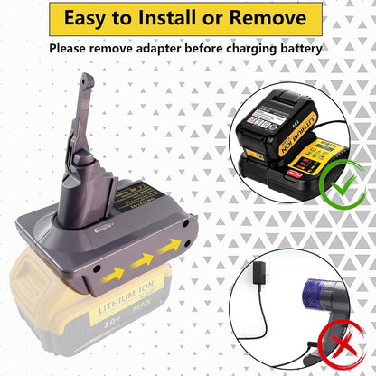 Battery Adapter for Dewalt 20V/18V Battery for Dyson V7/V8 Serie Vacuum Cleaner