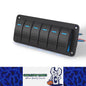 Pre-wired 6 Gang Blue LED Rocker Switch Panel 12-24V for Car Caravan Boat Marine